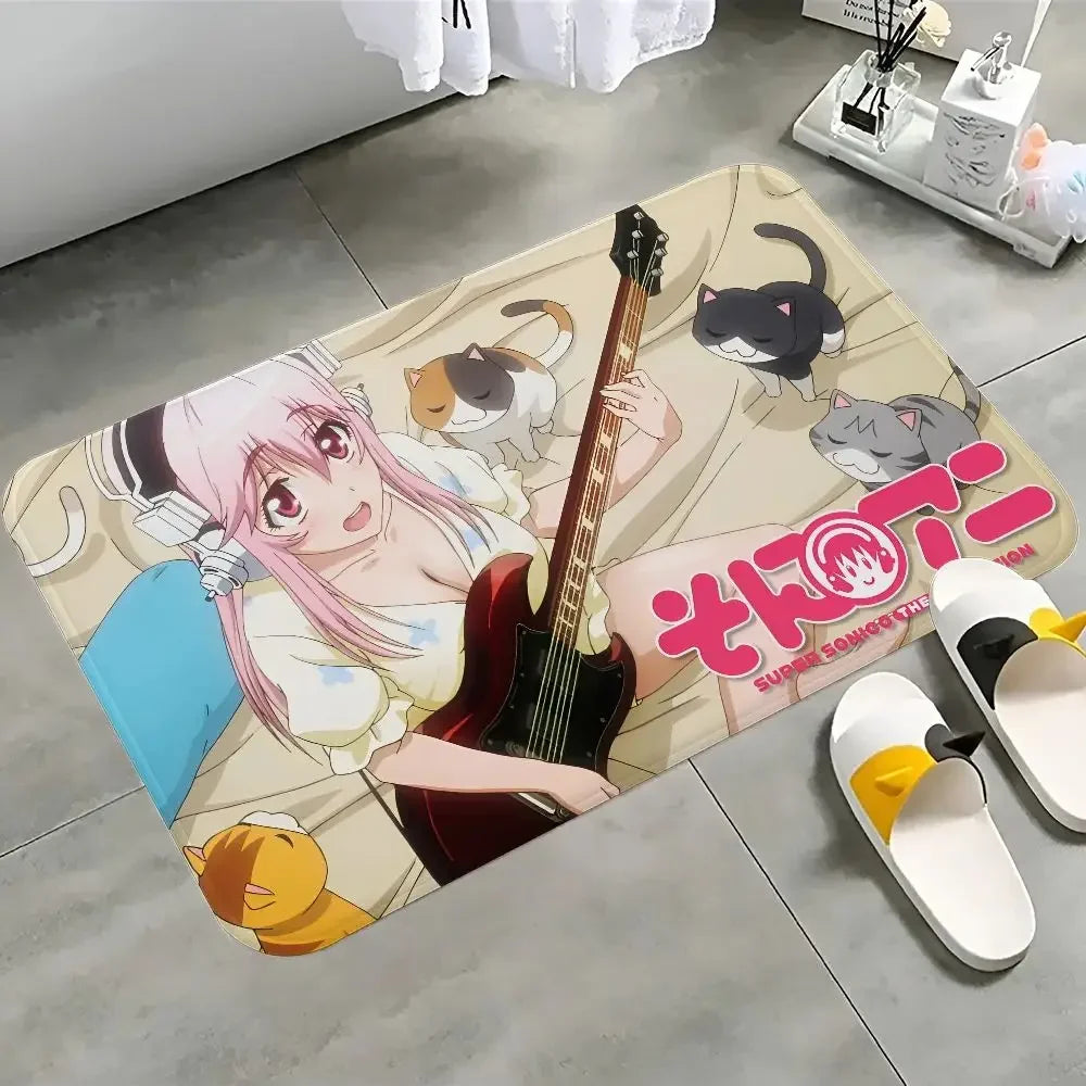 tapis sol antidérapant polyester anime rose motifs géométriques moderne salon chambre coucher