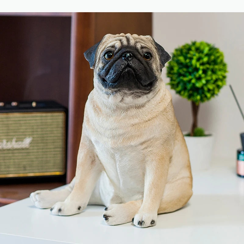 statue chien pug décoration moderne figurine animaux pot fleurs ampli buisson table