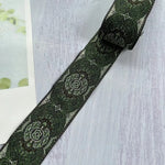 ruban polyester largeur 5cm motifs fleurs broderies couleurs noir bleu vert orange élégant rideaux