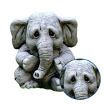 statue éléphant gris blanc décoratif jardin animalier texturé extérieur triste expressioniauxenfantin herbe vigne
