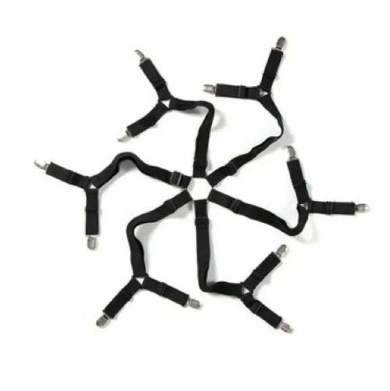 bretelles lit classiques clips métalliques noir blanc rayures horizontales réglables four piece set