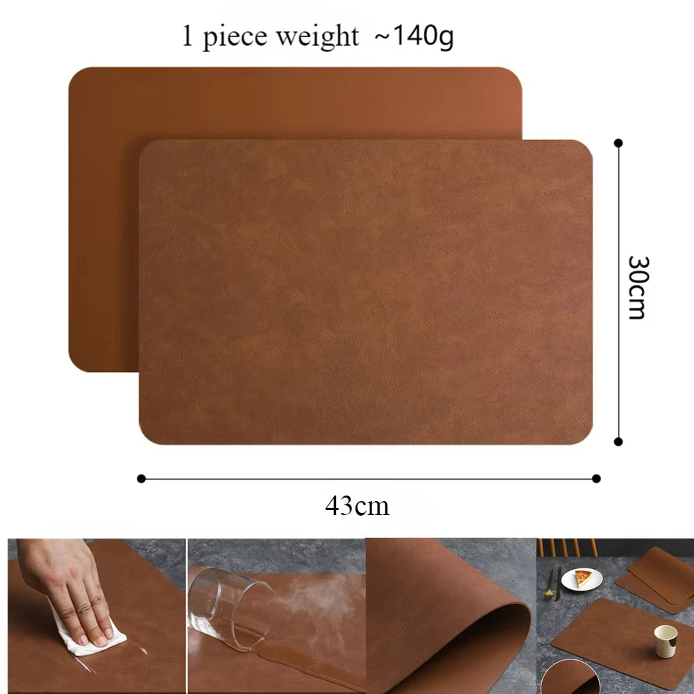 tapis table moderne simili cuir marron bleu marine gris vert pastel adhésif maison assiettes