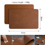 tapis table moderne simili cuir marron bleu marine gris vert pastel adhésif maison assiettes