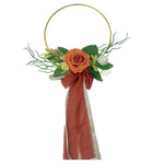 accessoires mariage bohème fleurs artificielles roses feuilles vertes rubans cercles dorés demoiselles honneur