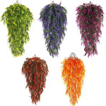 guirlande suspendue artificielle lavande verte violette feuilles fleurs colorées moderne décoration intérieure anneau métallique