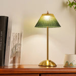 lampe table classique or tissu vert franges ambre opacité tactile rechargeable chambre coucher ambiance