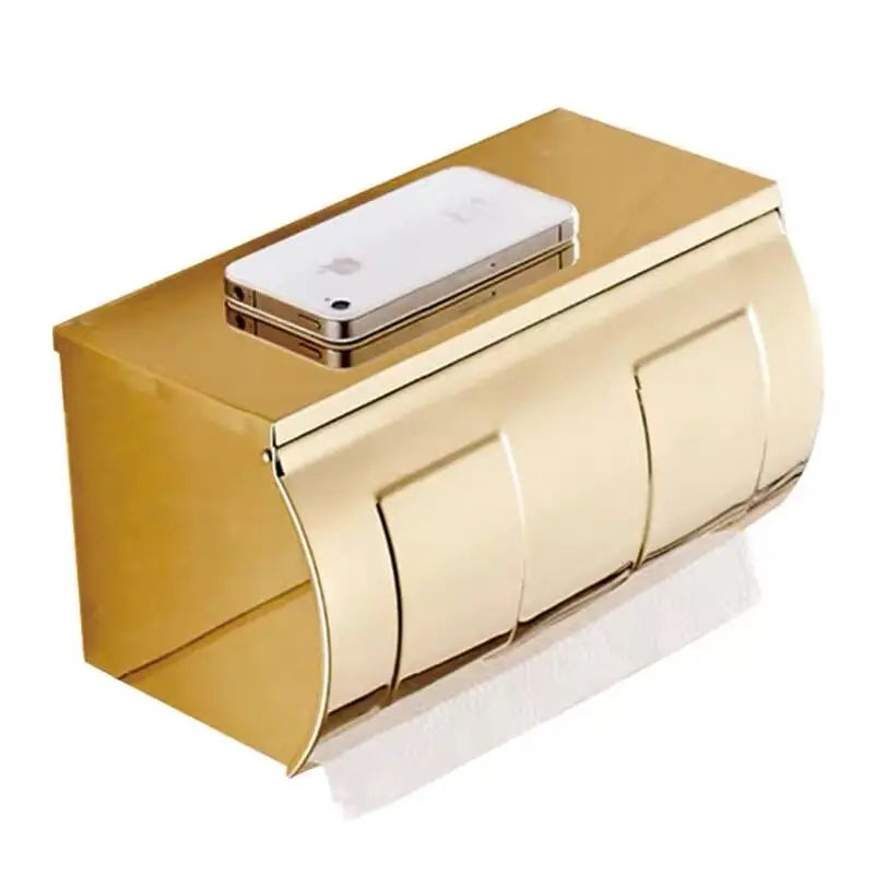 distributeur papier toilette doré moderne élégant porte téléphone mural inoxydable papier toilette