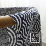 tissu teint motif vagues bleu marine blanc moderne serviettes 150cm large résistant abrasion 150x50cm