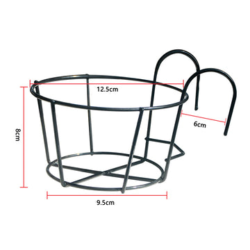support pot fleurs rond fer noir blanc moderne clips balcon jardinage