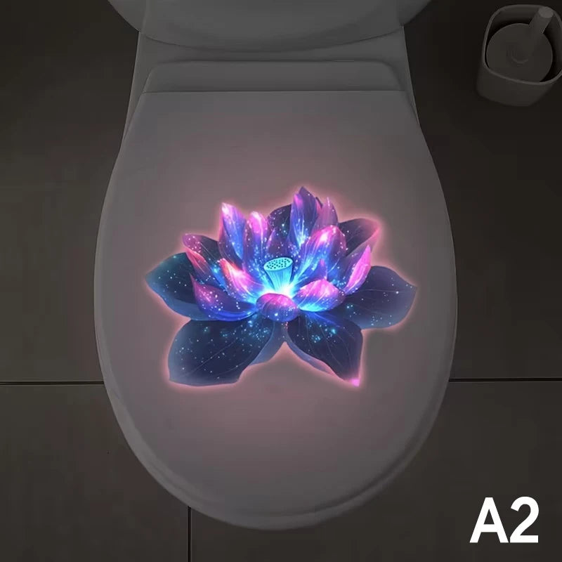 sticker mural moderne fleur lotus rose clair blanc jaune adhésif salle bain décoration nocturne