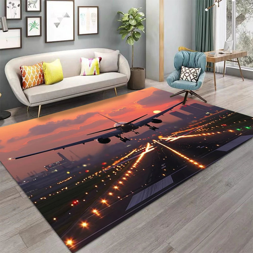 tapis moderne avion ville bleu noir blanc extérieur salon prière 80x120cm 120x160cm