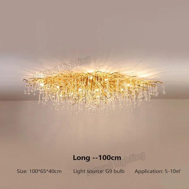 plafonnier led moderne cristaux transparents argentés élégants éclairage intérieur nordique suspension