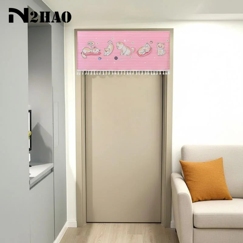 rideau porte romain animal kawaii ours panda chiot frange blanche decoration enfantine