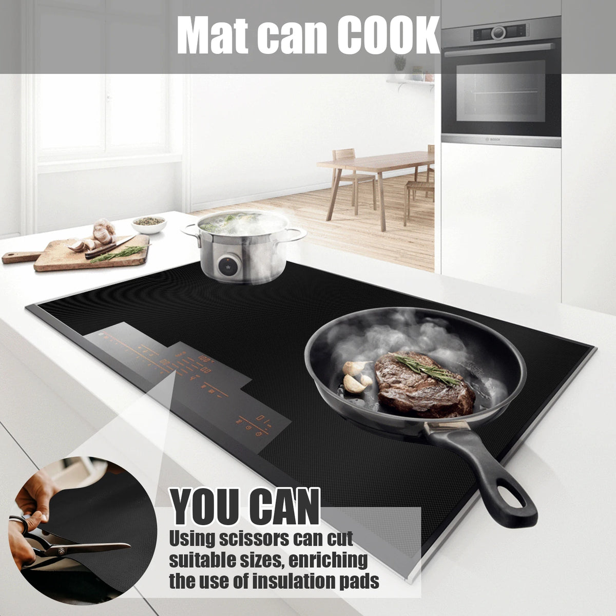 tapis cuisson induction silicone antiadhésif résistant chaleur moderne noir texture mat 52 78cm 54