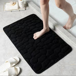 tapis bain gris texture galets antidérapant mémoire foam salle bain moderne
