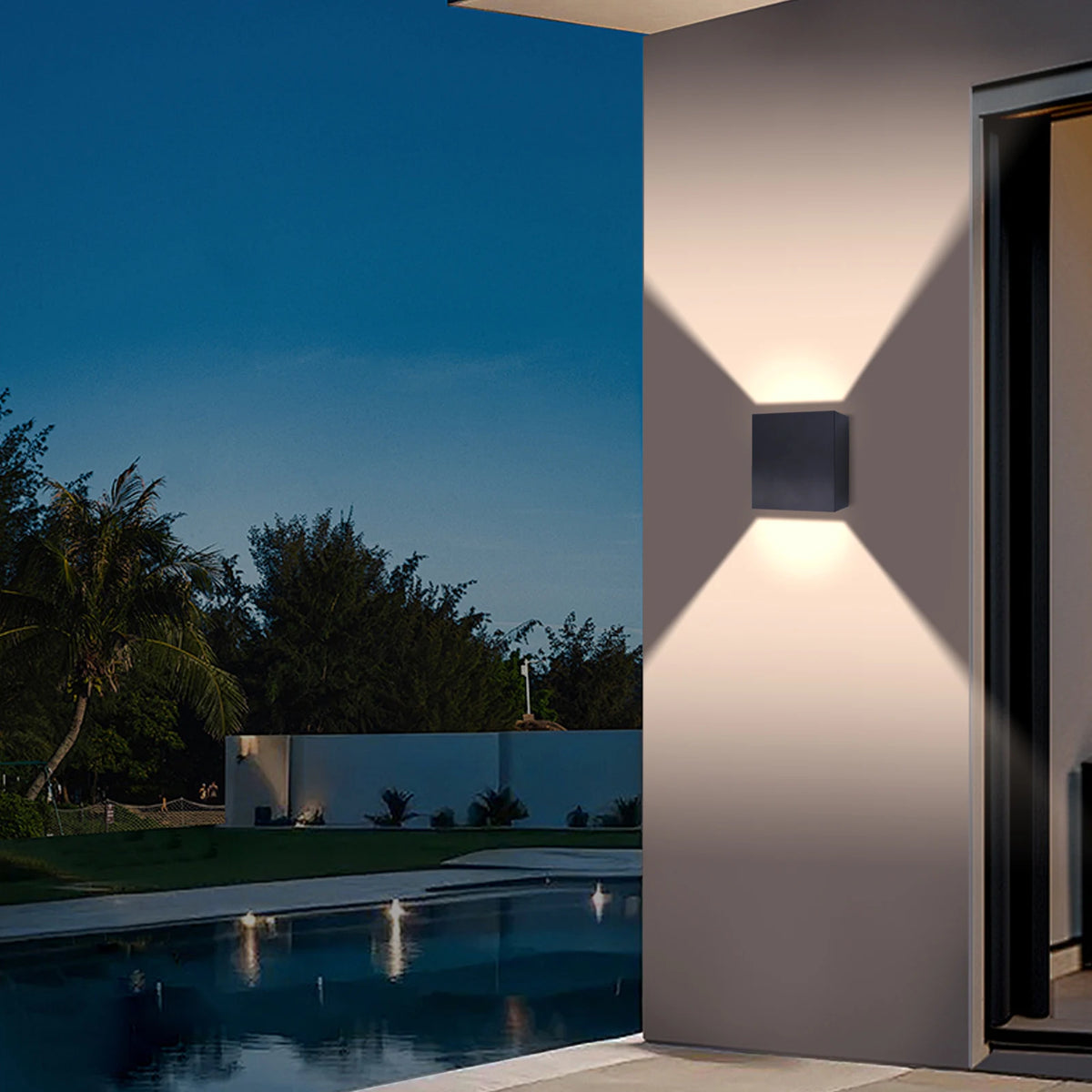 applique murale led moderne noire jaune forme cubique ip65 3000k 6wintérieurextérieur