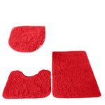 tapis toilette rose violet gris clair peluche points moderne antidérapant ensemble trois pièces