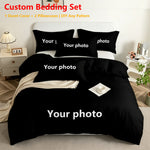 housse couette personnalisable moderne noir imprimé textes oreillers lit maison