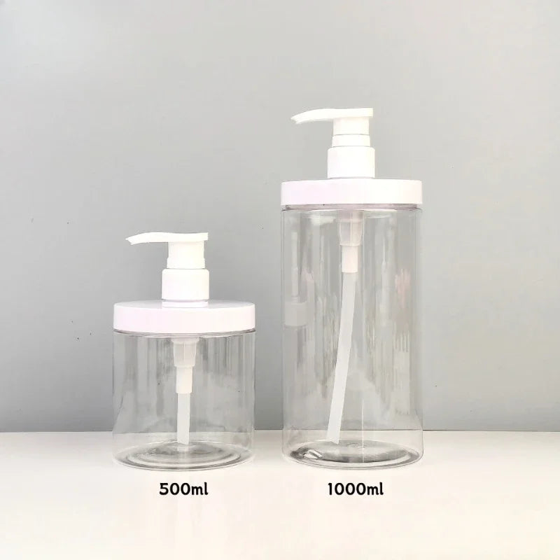 distributeur savon liquide 500 1000 ml pompe bouteille transparent moderne rechargeable