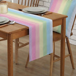 table cheminement lin rayé arc ciel moderne rose jaune verte bleue violette