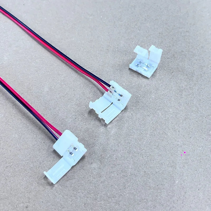 connecteur câble ruban led 8mm 10mm broches blanc rouge noir adhésif