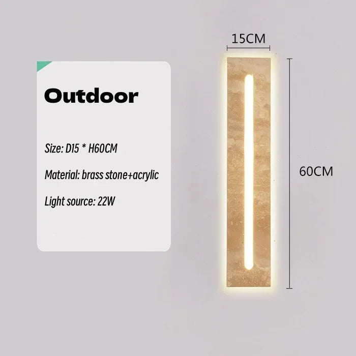 lampe murale moderne pierre naturelle texture marbrée hydrofuge ip65 85265v led 60cm 80cm beigeclair