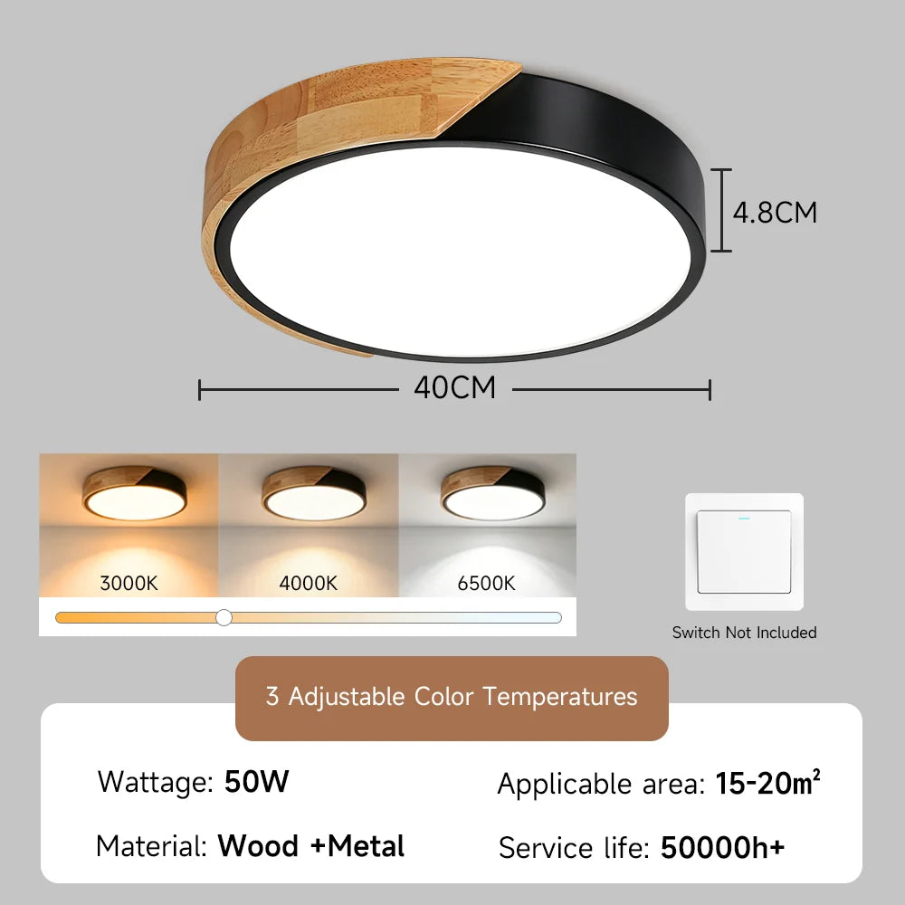 Lampe LED bois moderne télécommande éclairage variable surface opaque minimaliste