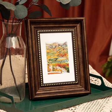 cadre photo rectangulaire classique vert marron résine décoration maison rustique vintage