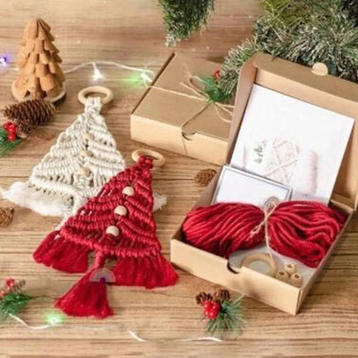 Kit DIY arbre de Noël macramé 3 pièces décoration murale bohème