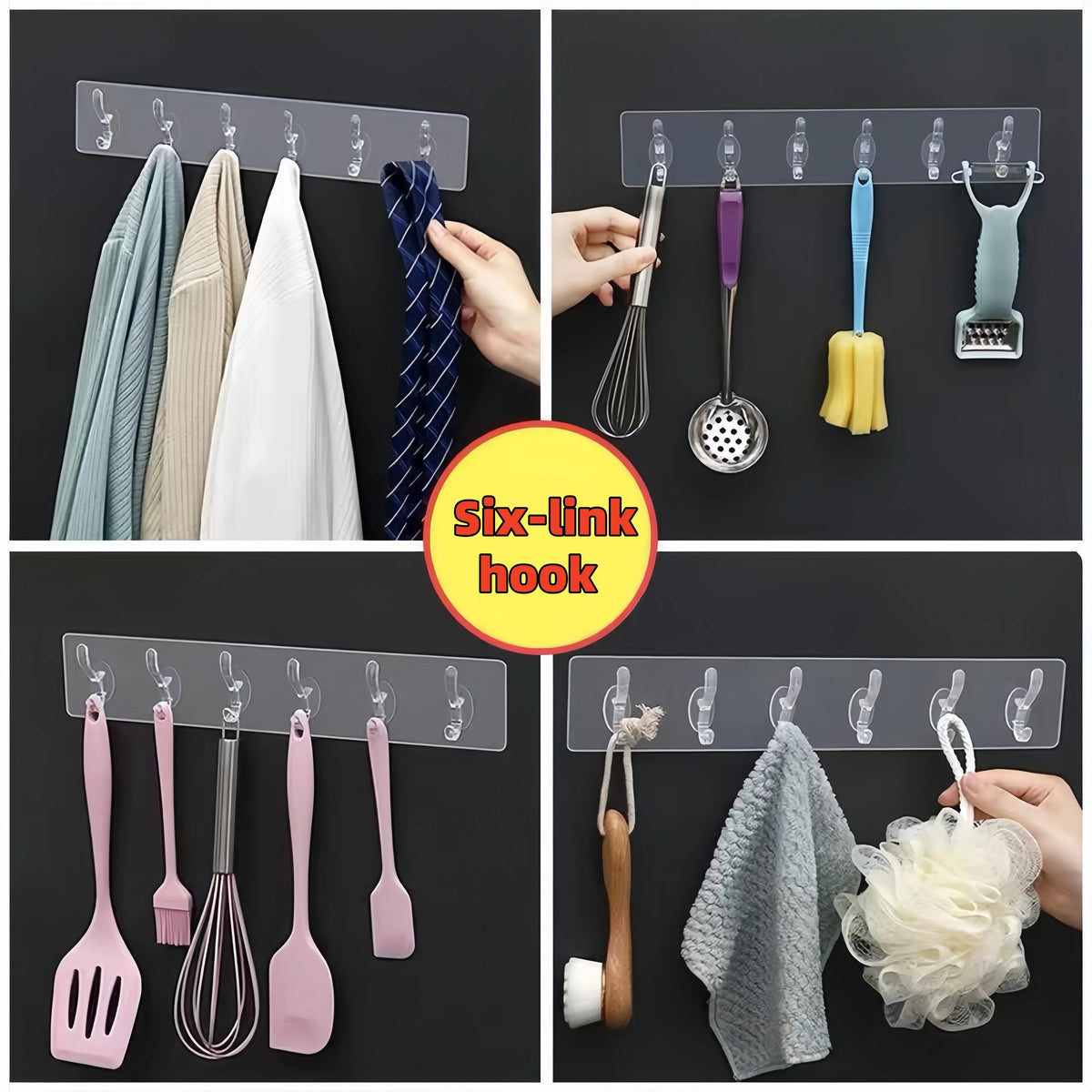 crochet mural autoadhésif transparent serviettes brosse gant moderne salle bain cuisine multifonctionnels pack