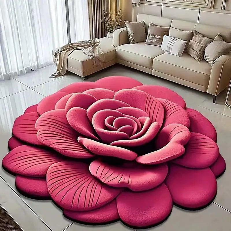 tapis fleur relief violet bleu rouge moderne velours cristallin doux salon durable
