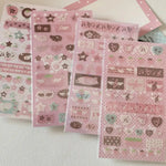 autocollants kawaii adhésifs notes musicales coeurs étoiles fruits géométriques rose blanc marron vert bleu