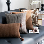 housse coussin polyester géométrique beige marron nordique contemporain adhésif tassel decoration intérieur voiture