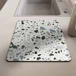 tapis séchage vaisselle gris effet terrazzo absorbant antidérapant cuisine évier moderne