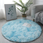 tapis rond polypropylène peluche doux moderne beige blanc bleu rose chambre salon enfant