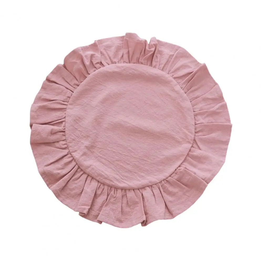 serviettes table vert clair rose pâle beige clair bleu clair bord festonné rustique doux