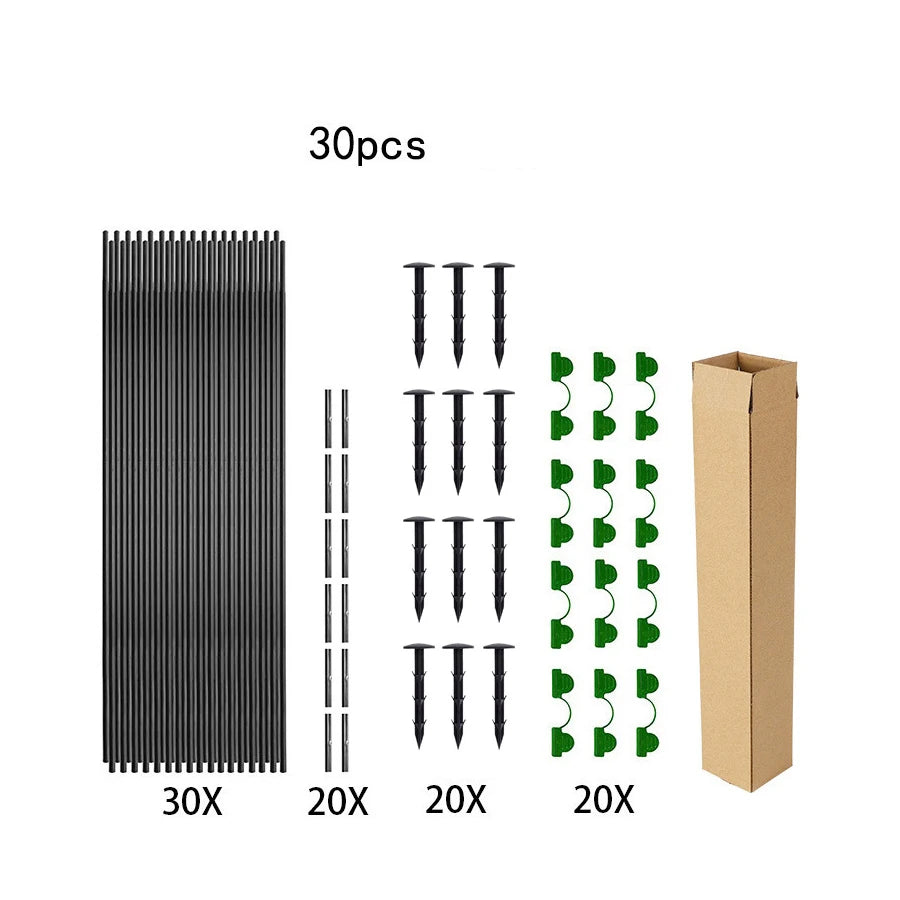 structures tunnel jardinage arceaux support plantes noir vert blanc transparent filets opaques clips verts