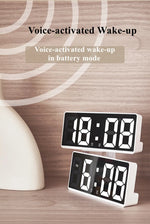 horloge numérique moderne rectangulaire noir blanc vert luminoise led snooze mode nuit