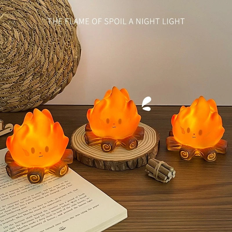 lampe table cartoon veilleuse enfant tronc arbre flamme orange mignon dessin animé chambre enfantsDecorationAmbiance