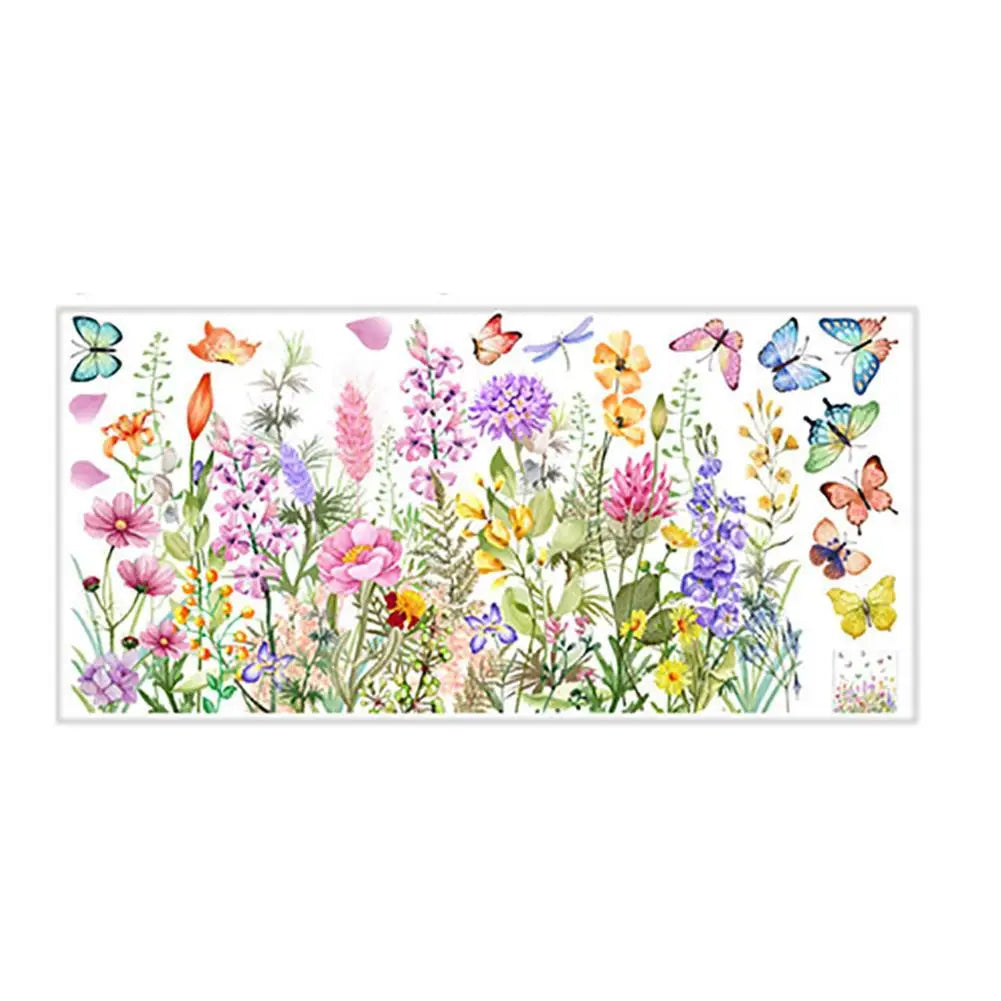 stickers muraux multicolores fleurs papillons adhésifs décoration maison chambre art floral