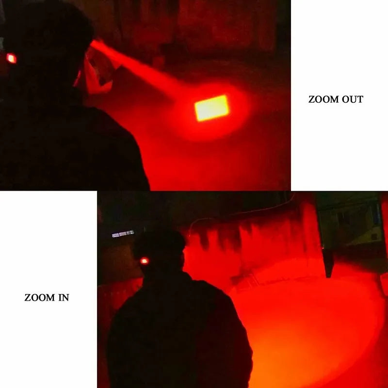 lampe frontale led noir bleu rouge imprimé graphique moderne rechargeable camping chasse zoomable certifiée