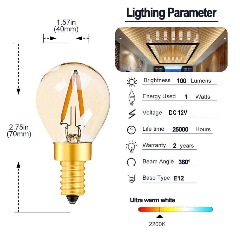 ampoules led vintage edison filament doré transparentes ambre opalescent e27 e14
