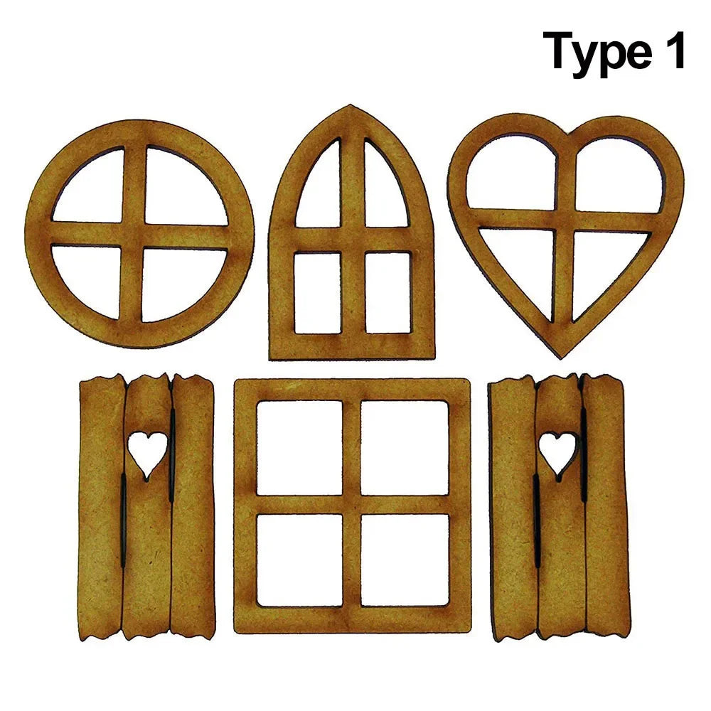 porte ronde bois clair motif cœur rustique ornement maison poupée