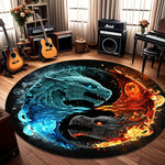 tapis rond dragons motifs géométriques couleurs vives moderne salon chambre coucher