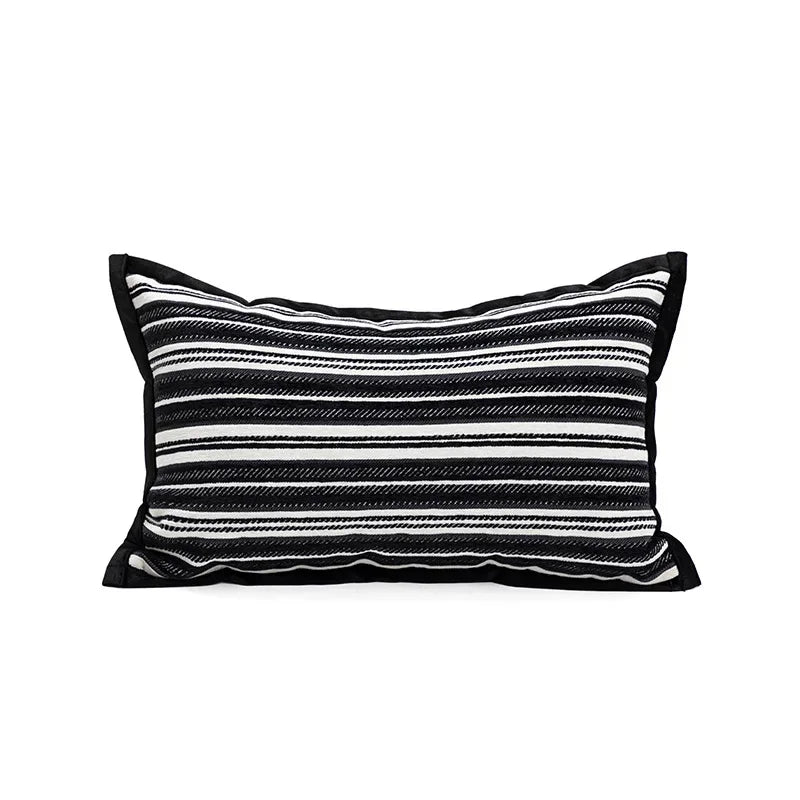 housse coussin décorative carrée motif noir blanc moderne canapé salon maison