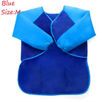 tablier peinture imperméable enfant pinceaux jaune bleu rose poche élastique pratique