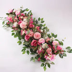 guirlande florale artificielle fleurs roses dahlias feuilles vertes décoration murale extérieure 100cm blanc rose