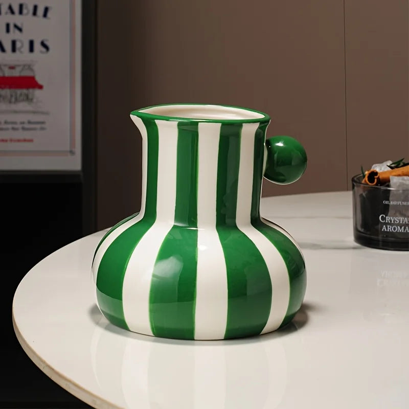 vase céramique rayé moderne décoration intérieure vert rouge bleu jaune noir