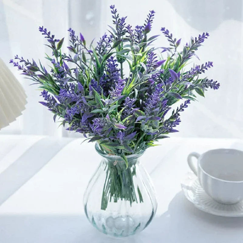 bouquet artificiel lavande violet vert moderne décoration mariage extérieur maison anniversaire fêtes