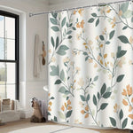 rideau douche motifs floraux moderne blanc vert orange polyester totalement opaque botanique